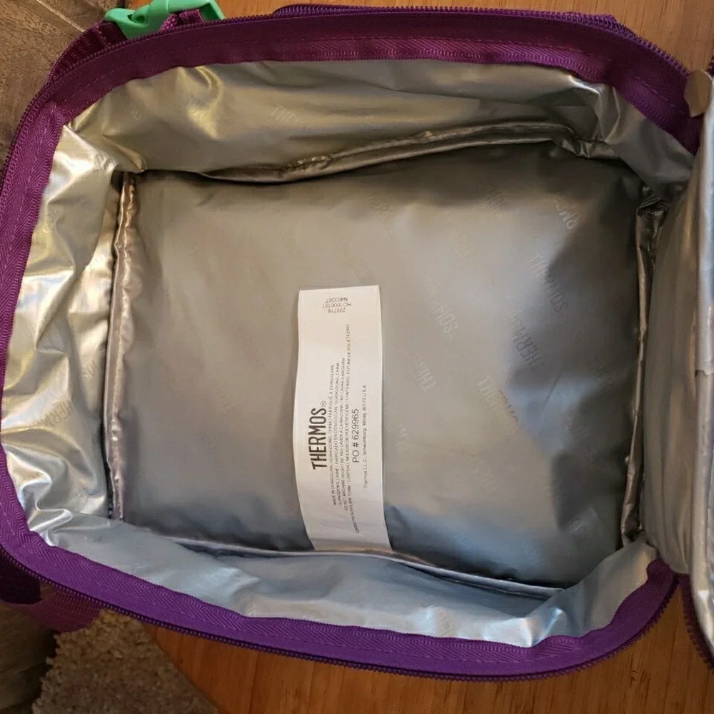 VGC Thermos Soft Cooler Purple Geo. Multicolor Insulated Warm/Cold Lunch Bag/Box